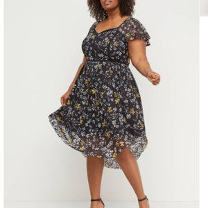 22 floral lace midi fit and flare dress v neck